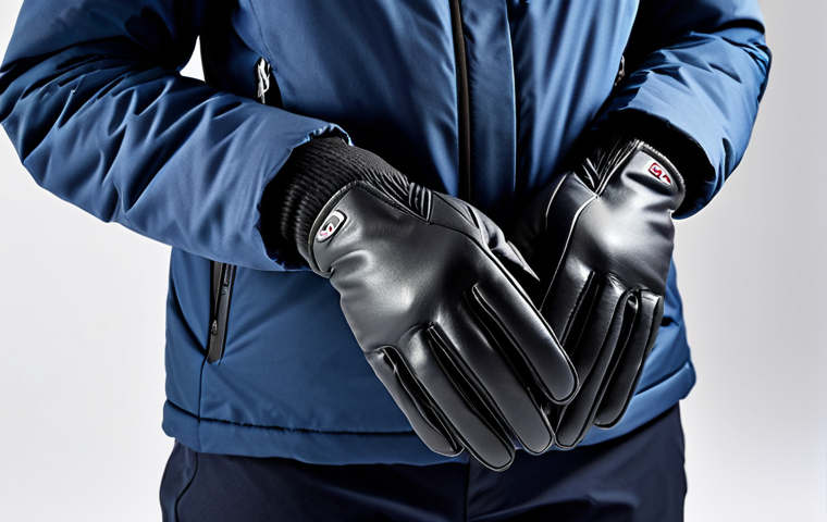A high-resolution, professional product photograph of a single advanced ski glove, showcasing its innovative materials and construction. The glove features a sleek design with distinct textures for insulation and waterproofing (e.g., Gore-Tex or PrimaLoft like details), a reinforced palm area, and subtle integrated touchscreen-compatible fingertips. The background is a clean, neutral studio setting with soft, technical lighting, emphasizing the glove's quality and sophisticated technology. fully clothed, appropriate attire, professional, safe for work, appropriate content, perfect anatomy, correct proportions, well-formed hands, proper finger count, high quality.
