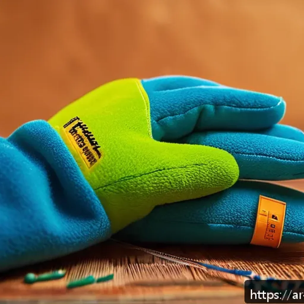 아이들용 장갑 사이즈 선택 팁 - A close-up image of a child&rsquo;s hand wearing well-fitted, colorful winter gloves made of soft fleece w...